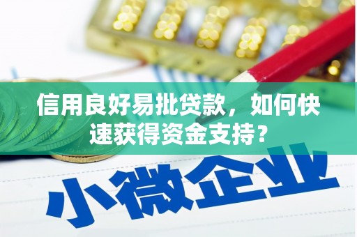 下城信用良好易批贷款，如何快速获得资金支持？