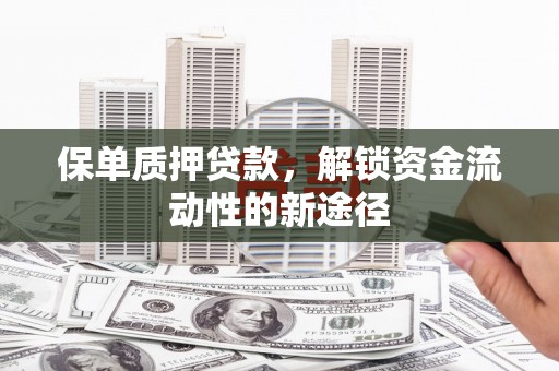 下城保单质押贷款，解锁资金流动性的新途径