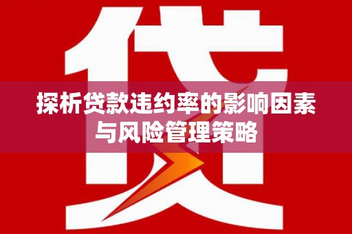 下城探析贷款违约率的影响因素与风险管理策略
