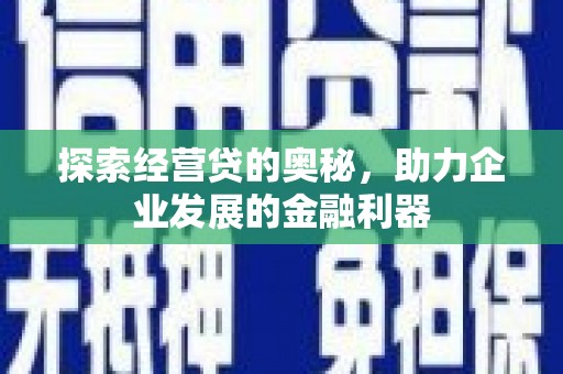 下城探索经营贷的奥秘，助力企业发展的金融利器