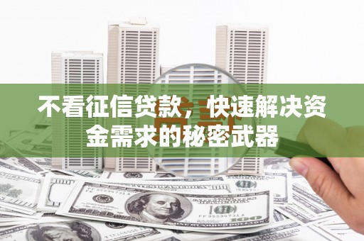 下城不看征信贷款，快速解决资金需求的秘密武器