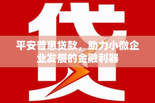 下城平安普惠贷款，助力小微企业发展的金融利器