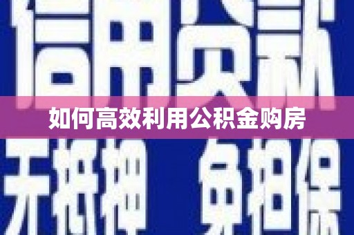 下城如何高效利用公积金购房